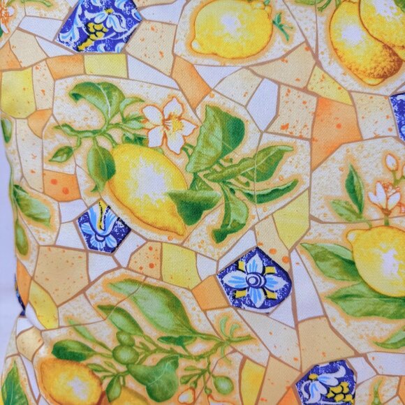 Lemon Print Tuscan Mosaic Tile Cotton Fabric Throw Pillows‎ 16" Square - Set 3 - Picture 7 of 7